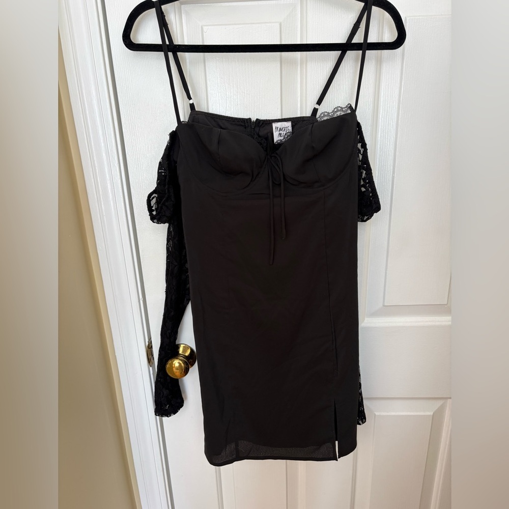 Princess Polly Black Lace-Trim Slip Dress size 6